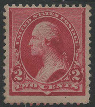 # 220c F/VF OG H, a very rare stamp to find nicely centered, most stamps are Ave,  clear caps on both 2c, Rare!