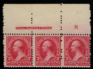 # 249 F/VF OG NH, PLATE STRIP OF 3,  Super nice condition, VERY RARE!