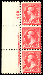 # 266 VF JUMBO OG NH, Plate Strip of 3,  large stamps,  Super Fresh!   Way undervalued in Scott's