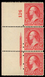 # 266 VF OG NH, Plate Strip of 3,  Fresh Color, Choice!