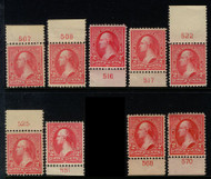 # 279B PINK F/VF OG H, ONLY ONE STAMP PER PRICE, we have 9 stamps available.  See our other PLATE SINGLES, in bulk.   We can combine shipping, please ASK!  Order as many PLATE NUMBER SINGLES as you like an tell us by ROW and COLUMN NUMBER which ones