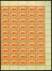 # 287 4c Trans-Mississippi, sheet of 50, VF OG NH, sheet of 50, Six stamps VLH, expertly rejoined perfs,  VERY RARE SHEET