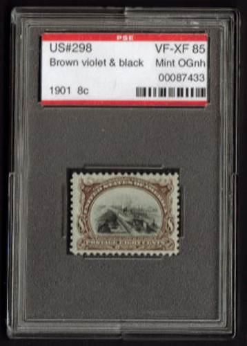 298 VF/XF OG NH, w/PSE (GRADED 85, ENCAPSULATED), a select stamp
