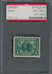 # 397 XF-SUPERB OG NH, w/PSE (GRADED 95 (ENCAPSULATED)), wonderfully fresh stamp,  SUPER COLOR!
