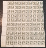 # 536 1c Washington, perf 12 1/2, sheet of 100,  bottom four rows gum damaged, top six rows are NH,   Nice Price!