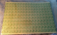 # 538 1c Washington, full sheet of 170, SUPER RARE, 8 stamps LH, balance NH, usual fold due to the large size,  Very Rare Sheet,  HUGH CATALOG VALUE!