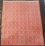# 540 2c Washington, sheet of 100, 5 stamps hinged, balance NH, commonly collected as a full sheet due to its normal 170 format,   VEY NICE!
