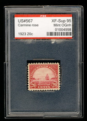 # 567 XF-SUPERB OG NH, w/PSE (GRADED 95, ENCAPSULATED), select high grade, SUPER!