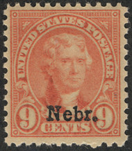 # 678 VF/XF OG NH, Nebr. Overprint, nice stamp!