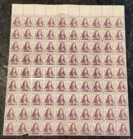 # 724 3c Penn, VF OG NH, Sheet of 100, see photo, one stamp faulty