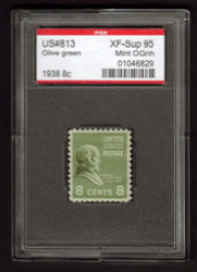 # 813 XF-SUPERB OG NH, w/PSE (GRADED 95, ENCAPSULATED),  Select Stamp!