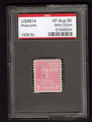 # 814 XF-SUPERB OG NH, w/PSE (GRADED 95, encapsulated),  fresh stamp