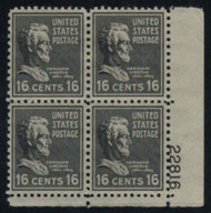 # 821 F/VF OG NH, Plate Block of 4, Crisp! (stock photo - position and plate number collectors - please inquire for special requests)