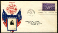 # 855 VF/XF Crosby First Day Cover,  Very Scarce, no toning or foxing on this one,  SUPER NICE!