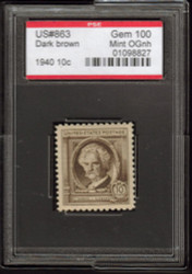 # 863 GEM OG NH, w/PSE (GRADED 100, ENCAPSULATED), perfection! Tough value to find in 100,