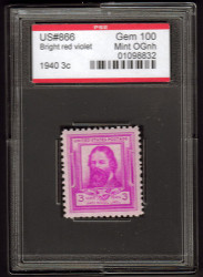 # 866 GEM OG NH, w/PSE (GRADED 100, ENCAPSULATED), Tougher value to find in this grade. Very Fresh Stamp!