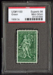 #1100 SUPERB OG NH, w/PSE (GRADED 98, ENCAPSULATED), choice stamp