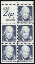#1393b, V,  6c Eisenhower,  Booklet Pane, Stock Photo
