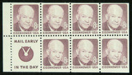 #1395d, IV,  8c Eisenhower,  Booklet Pane, Stock Photo