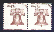 #1618 13c Liberty Bell, Misperfed and Miscut, NH, Pair