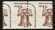 #1618 13c Liberty Bell, Misperfed NH, Pair