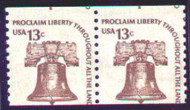 #1618 13c Liberty Bell, Misperfed NH, Pair t1996