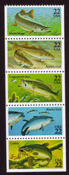 #2209a, 22c Fish,  Booklet Pane **Stock Photo**