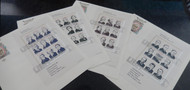 #2216 - 2219 22c Presidents, complete sheets, on FIRST DAY COVERS, many have minor flaws due to its size, Fresh!