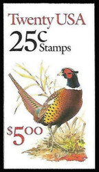 #2283c  BK159  $5.00 25c Pheasant (red removed), COMPLETE BOOK F/VF NH, fresh book,