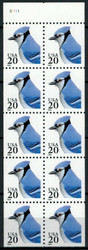 #2483a, 20c Blue jay,  Booklet Pane