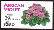 #2486a  BK177  $5.80 29c African Violet, COMPLETE BOOK F/VF NH, fresh book,
