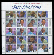 #2983 - 92, 32c Jazz Musicians,  Sheet, STOCK PHOTO