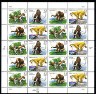 #3077 - 80, 32c Prehistoric Animals,  Sheet, STOCK PHOTO