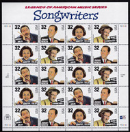 #3100 - 03, 32c Songwriters,  Sheet, STOCK PHOTO