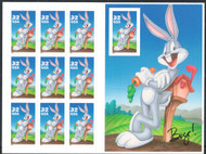 #3138, 32c Bugs Bunny, IMPERF,  VF/XF NH Sheet