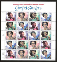 #3216 - 19, 32c Gospel Singers,  Sheet, STOCK PHOTO