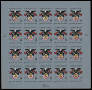 #3560 34c  Military Academy Coat of Arms Sheet, VF mint never hinged, fresh   STOCK PHOTO