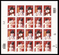 #3676 - 79, 37c Snowmen,  Sheet - Stock Photo - you will receive a comparable stamp