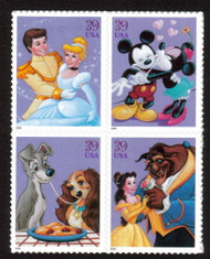 #4025 - 28,   39c Disney Characters,  Se - tenant-Stock Photo - you will receive a comparable stamp