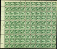 #C  2 16c Jenny, green, sheet of 100,  a remarkable sheet, well centered throughout,  VF+OG NH,  SUPER RARE!