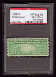 #C  9 XF SUPERB OG NH, w/PSE (GRADED 95 (ENCAPSULATED)),   a very tough issue to find well centered,  95's on these long and skinny airmails are scarce.  Choice!