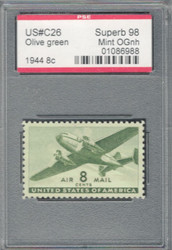 #C 26 SUPERB OG NH, w/PSE (GRADED 98, ENCAPSULATED), fresh stamp