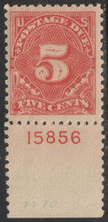 #J 64 VF OG NH, plate number, large bottom, Great!
