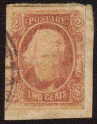 Confed # 8 F/VF tied to piece, Scarce used confederate stamp