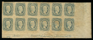 Confed #11c VF/XF OG NH, Plate Block of 12, Rarer Greenish Blue Color, some creases,  AN OUTSTANDING PLATE!