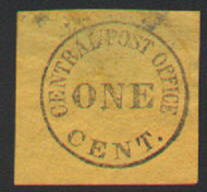 Local Hand cancel, Central Post Office,  rare