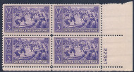 # 855 Baseball, F/VF or better OG NH, plate block of 4 (stock photo - position and plate number collectors - please inquire for special requests)