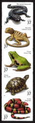 #3814 - 18, Strip,  37c Reptiles and Amphibians,  Se - tenant-Stock Photo - you will receive a comparable stamp