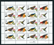 #3222 - 25, 32c Tropical Birds,  Sheet, STOCK PHOTO