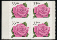 #3052a, 33c Pink Rose,  Booklet Pane of 4, VF OG NH,  Stock Photo